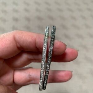 Elegant Silver plated and Gunmetal Crystal Bangle Set